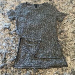 Grey Side Split T-Shirt